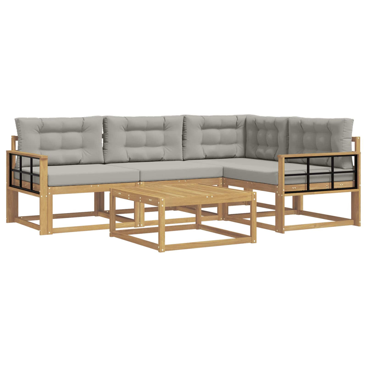 Set vanjskih sofa 5 kom. Bijela i svjetlosiva Poliester