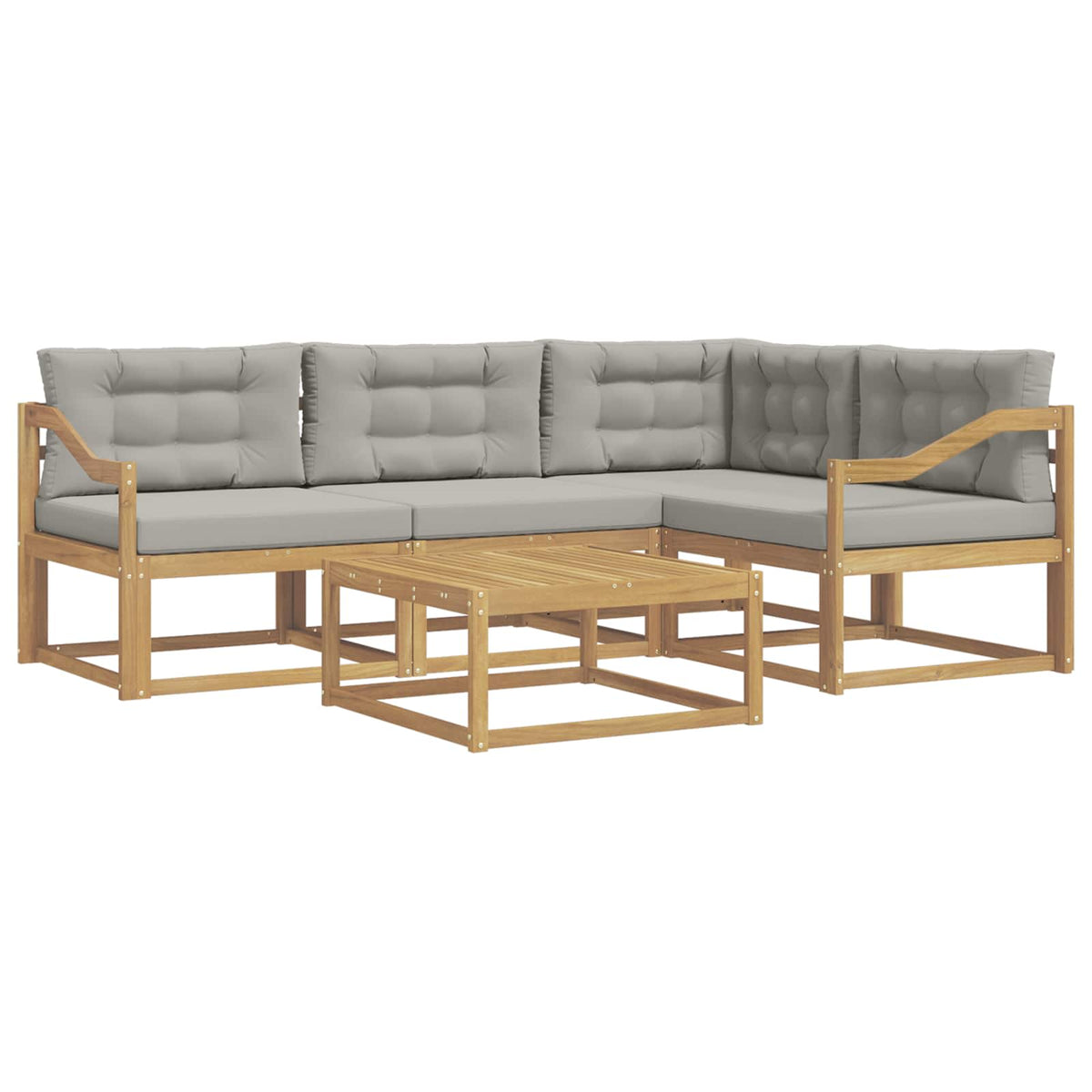 Set vanjskih sofa 5 kom. Bijela i svjetlosiva Poliester