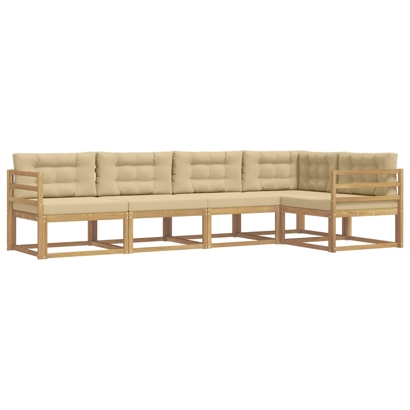 Set vanjskih sofa s jastukom 4 pcs Bijela i bež Poliester