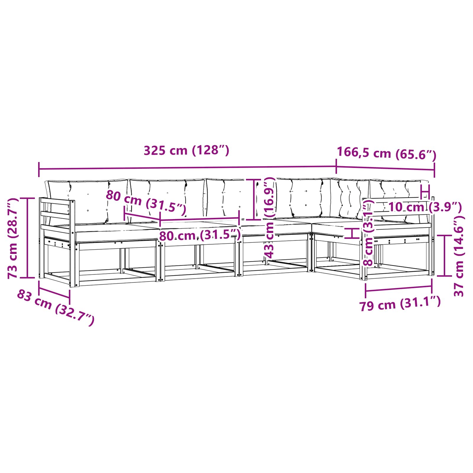 Set vanjskih sofa s jastukom 4 pcs Bijela i bež Poliester
