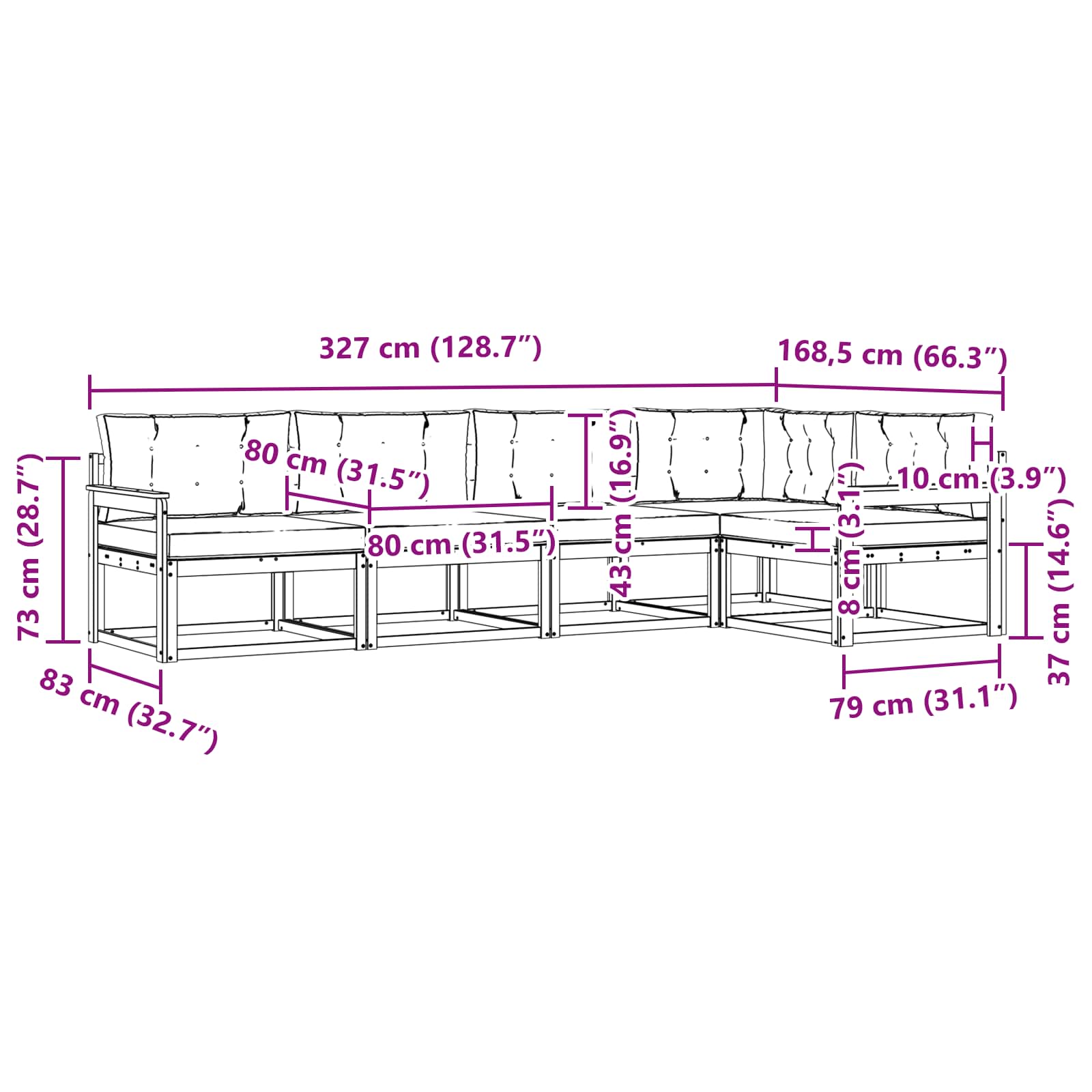 Set vanjskih sofa s jastukom 4 pcs Bijela i antracit Poliester