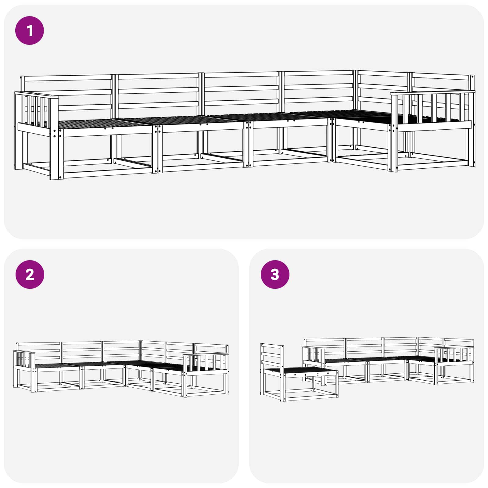 Set vanjskih sofa 5 pcs Bijela 327 x 168,5 x 73 cm