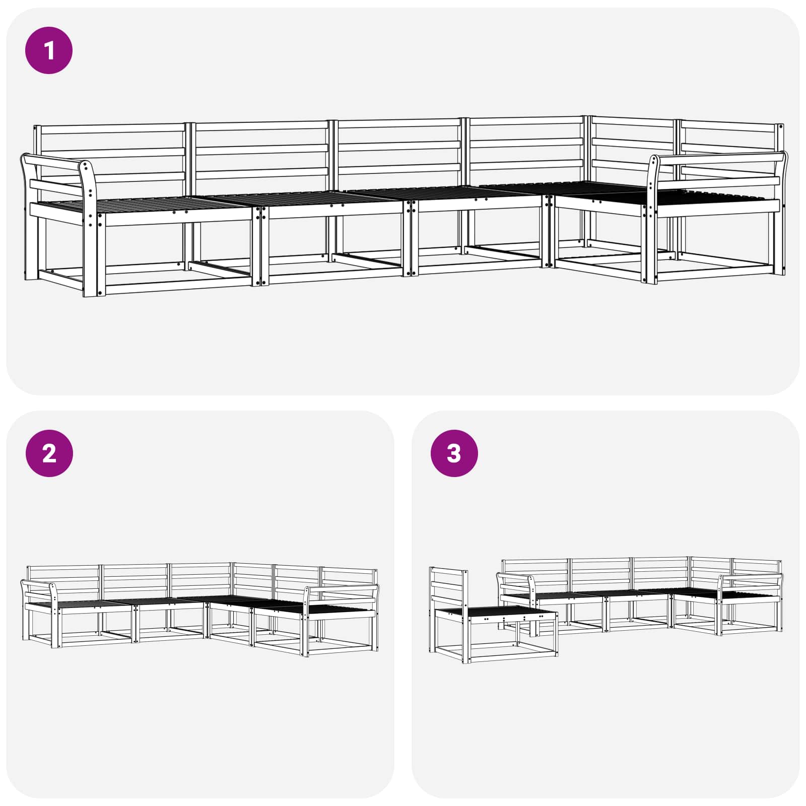 Set vanjskih sofa 5 pcs Bijela 329 x 170,5 x 73 cm