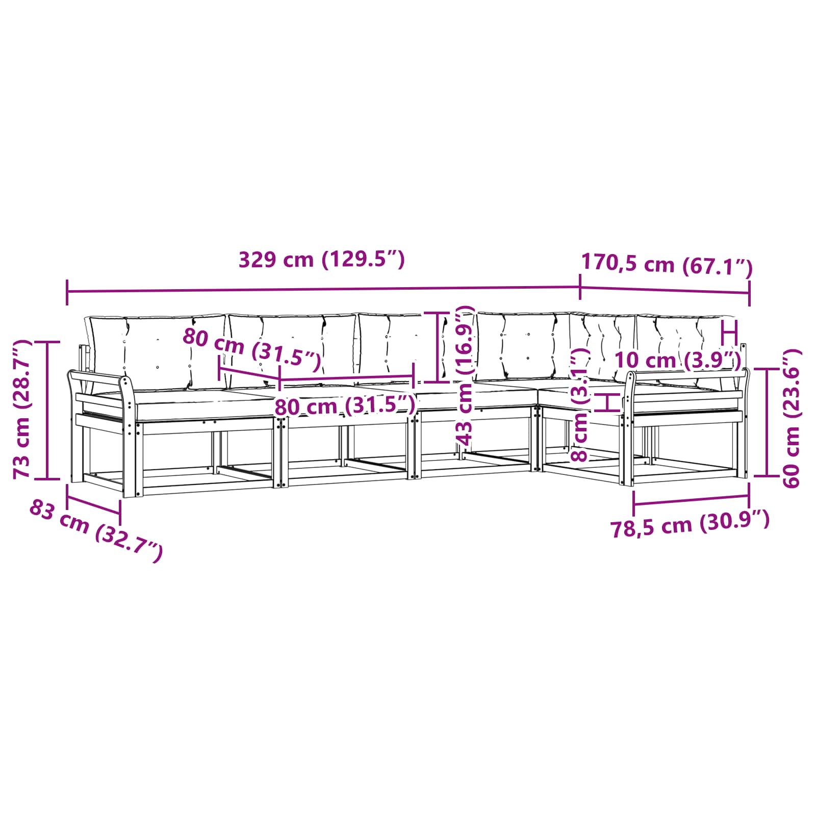 Set vanjskih sofa s jastukom 4 pcs Bijela i antracit Poliester