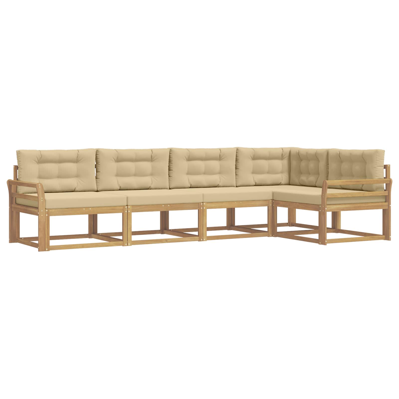 Set vanjskih sofa s jastukom 4 pcs Bijela i bež Poliester