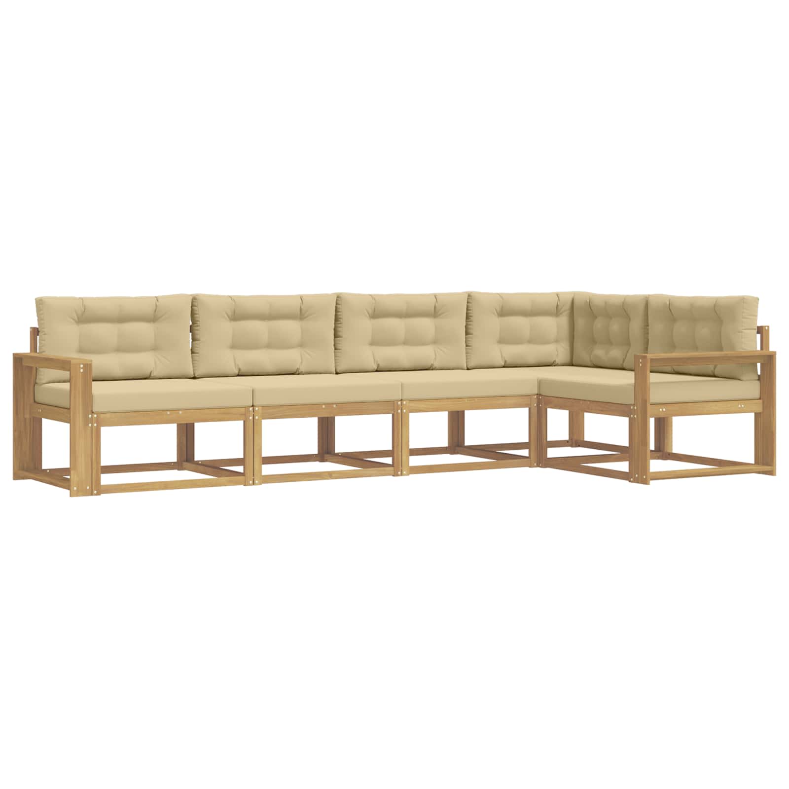 Set vanjskih sofa s jastukom 4 pcs Bijela i bež Poliester