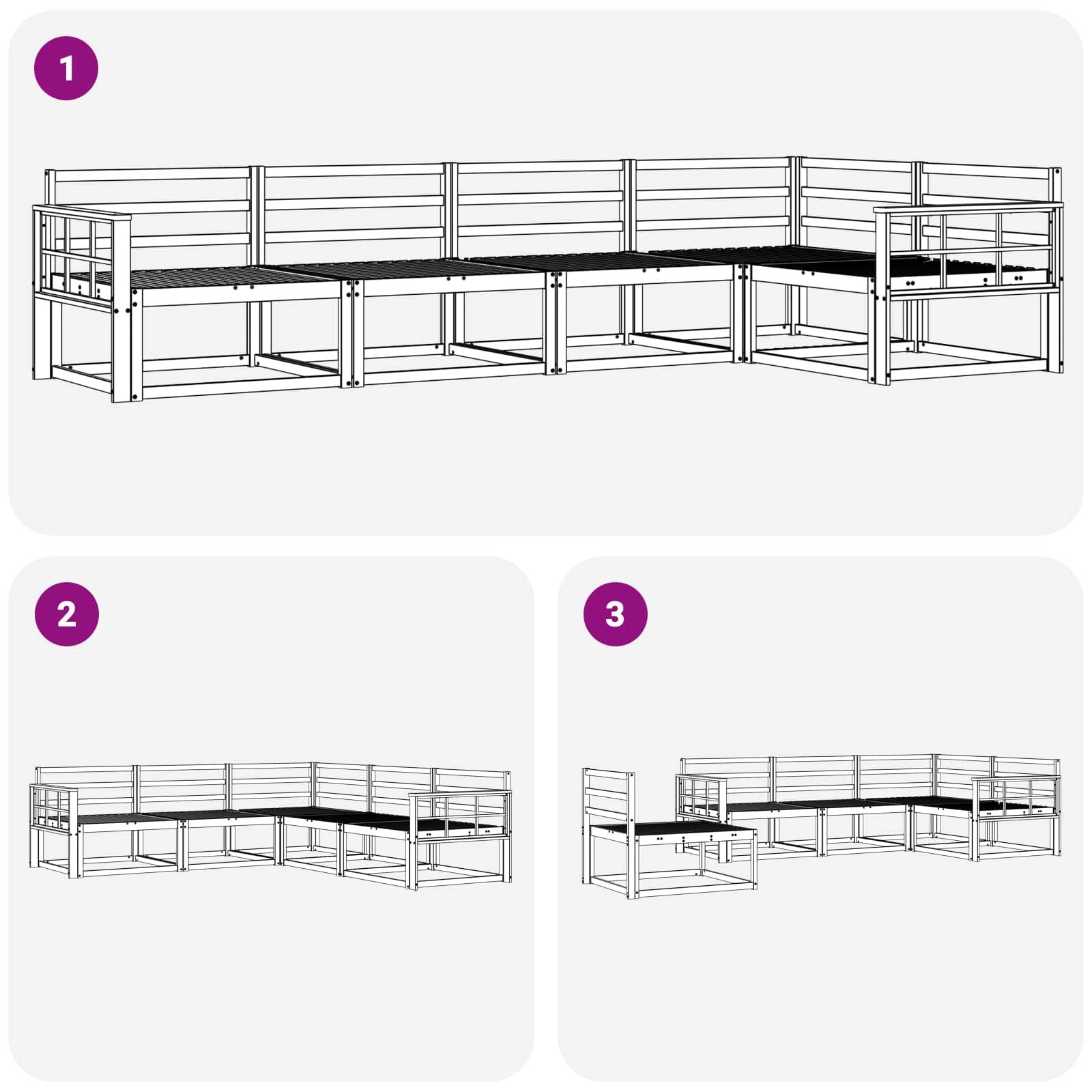 Set vanjskih sofa 5 pcs Bijela 327 x 168,5 x 73 cm