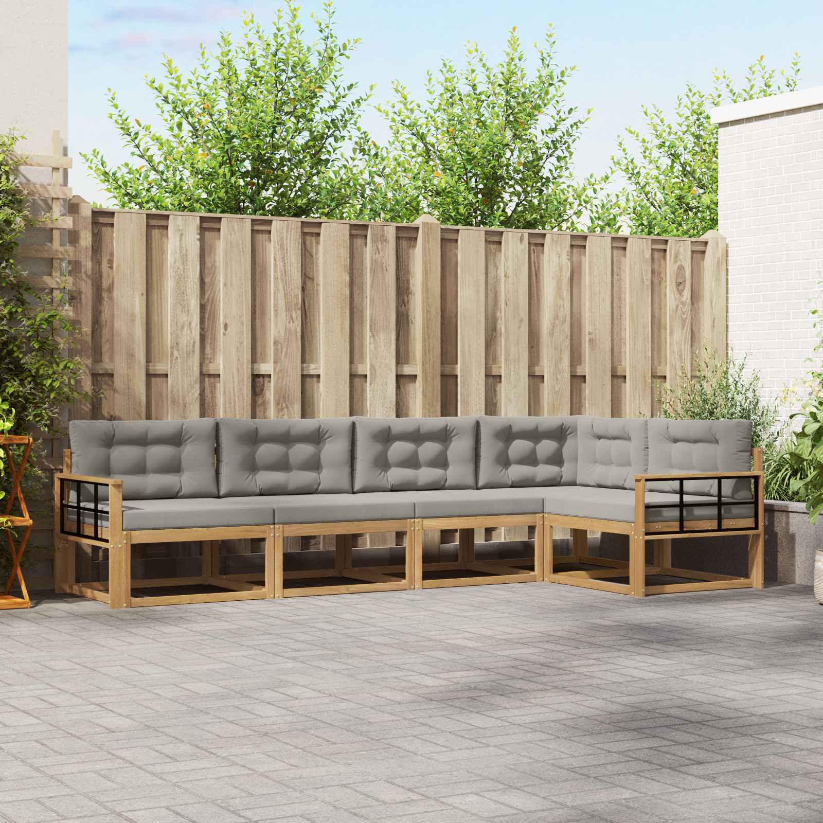 Set vanjskih sofa 4 pcs Bijela i svjetlosiva Poliester