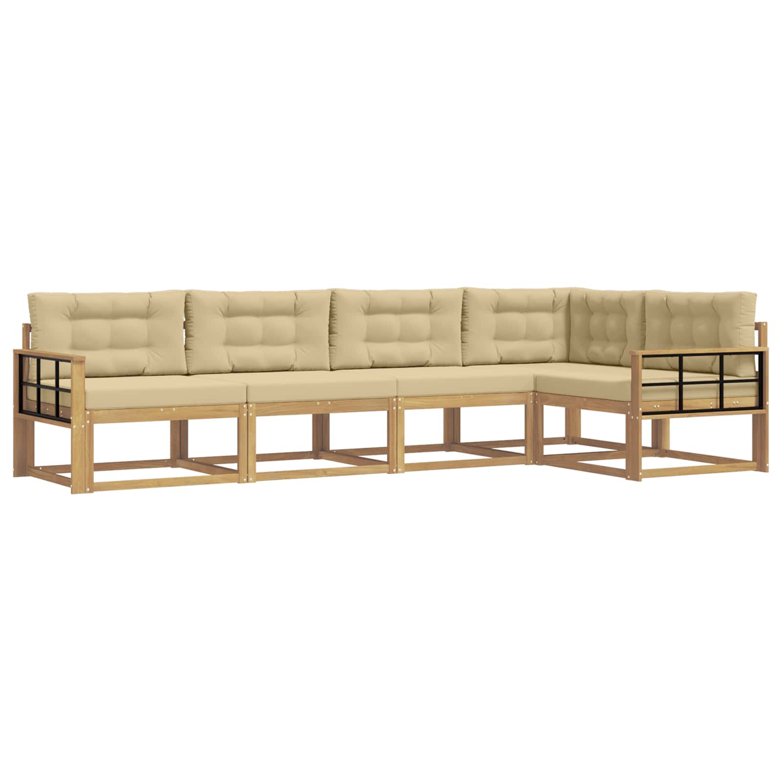 Set vanjskih sofa s jastukom 4 pcs Bijela i bež Poliester
