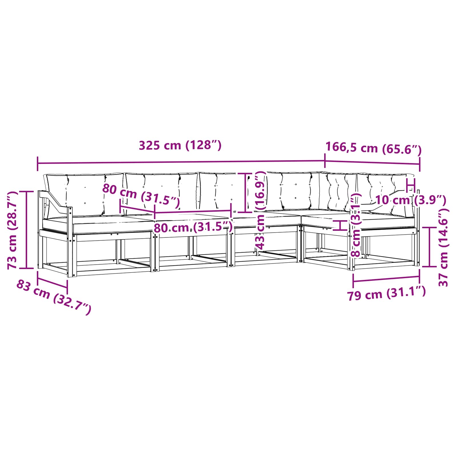 Set vanjskih sofa s jastukom 4 pcs Bijela i antracit Poliester