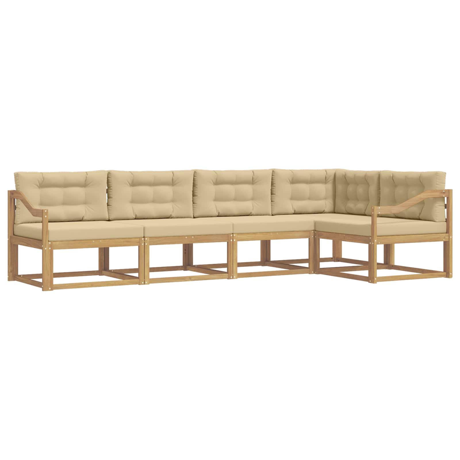 Set vanjskih sofa s jastukom 4 pcs Bijela i bež Poliester