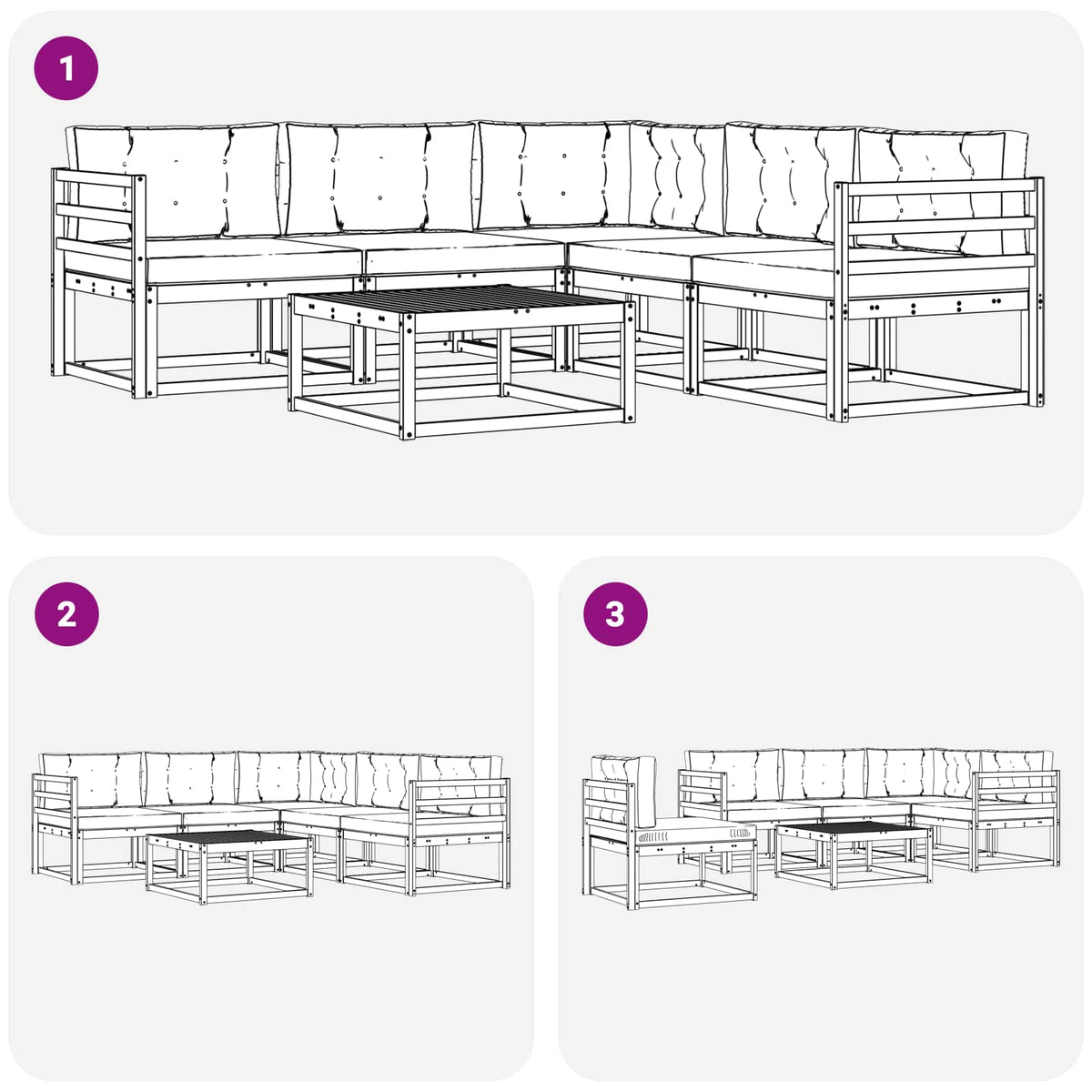 Set vanjskih sofa 6 kom. Bijela i krem Poliester