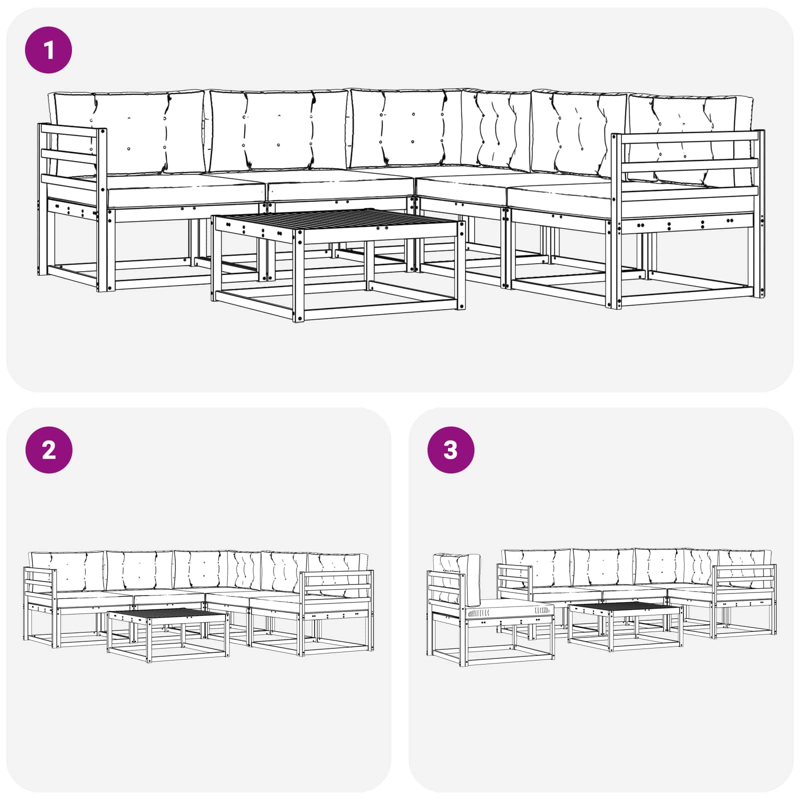 Set vanjskih sofa 6 pcs Bijela i antracit 79 x 79 x 37 cm