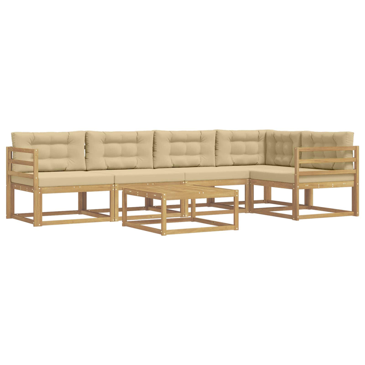 Set vanjskih sofa 6 kom. Bijela i bež Poliester