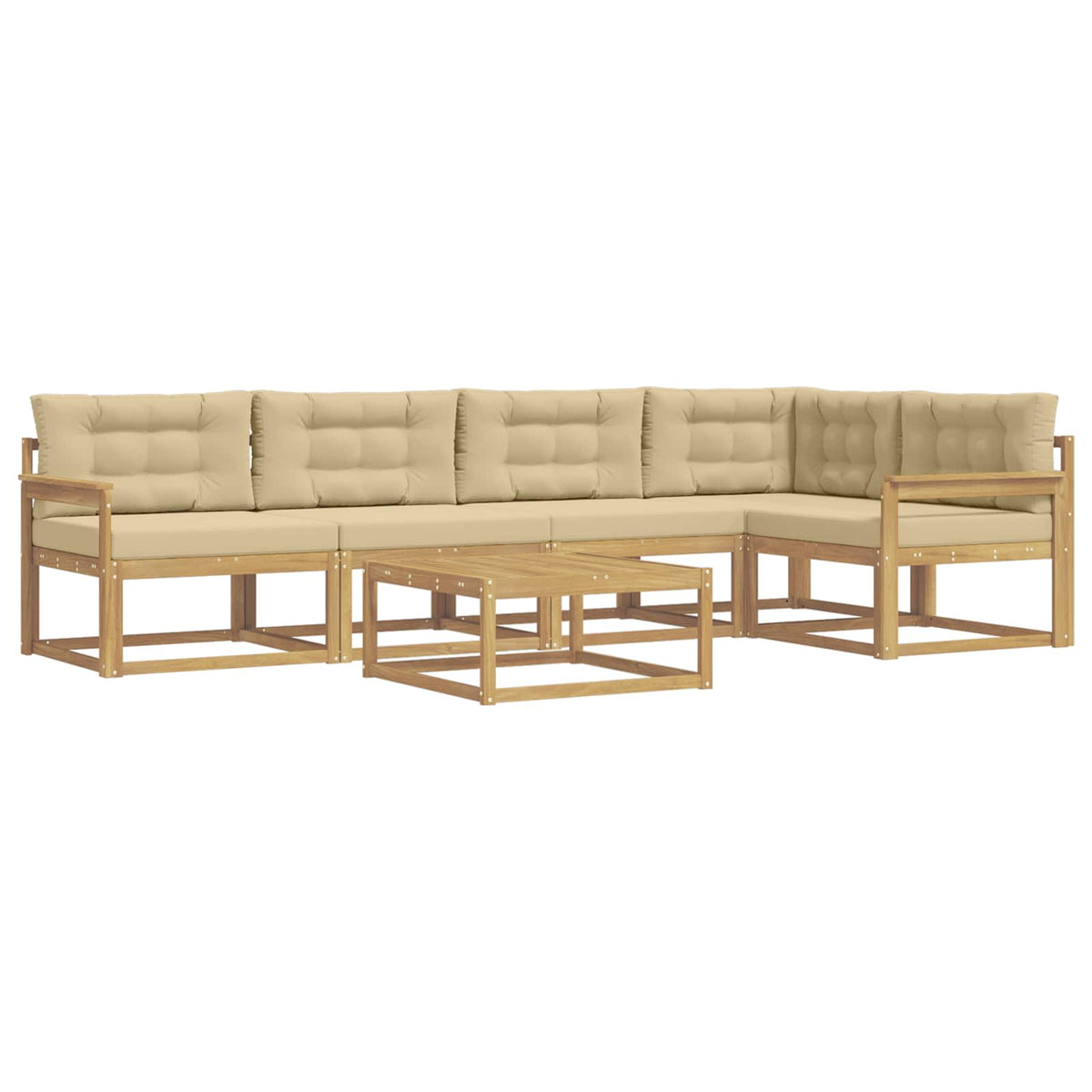 Set vanjskih sofa 6 kom. Bijela i bež Poliester