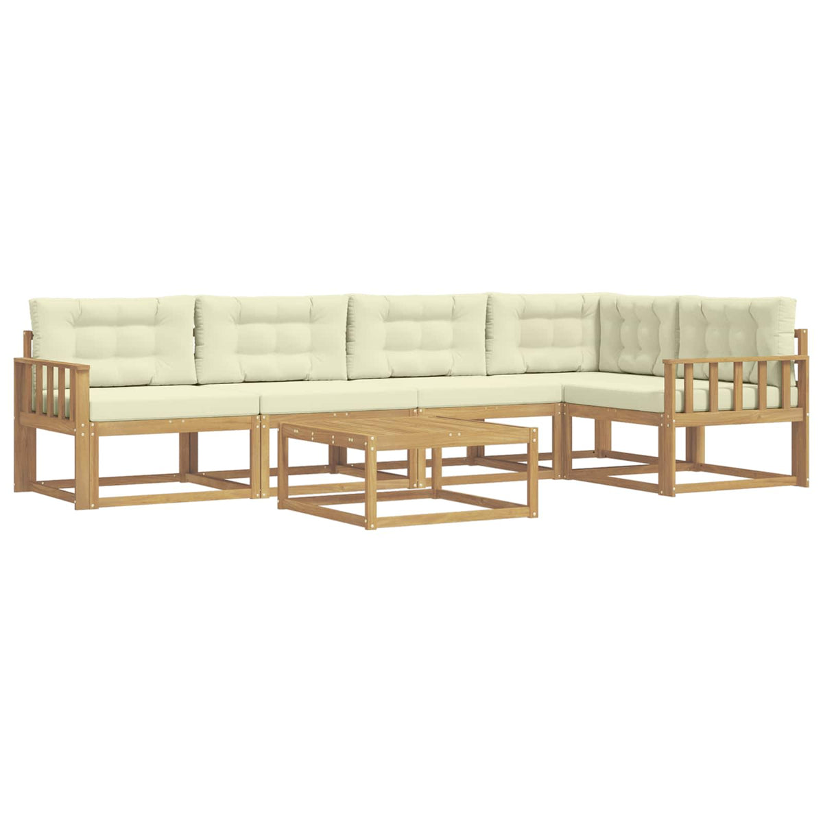 Set vanjskih sofa 6 kom. Bijela i krem Poliester