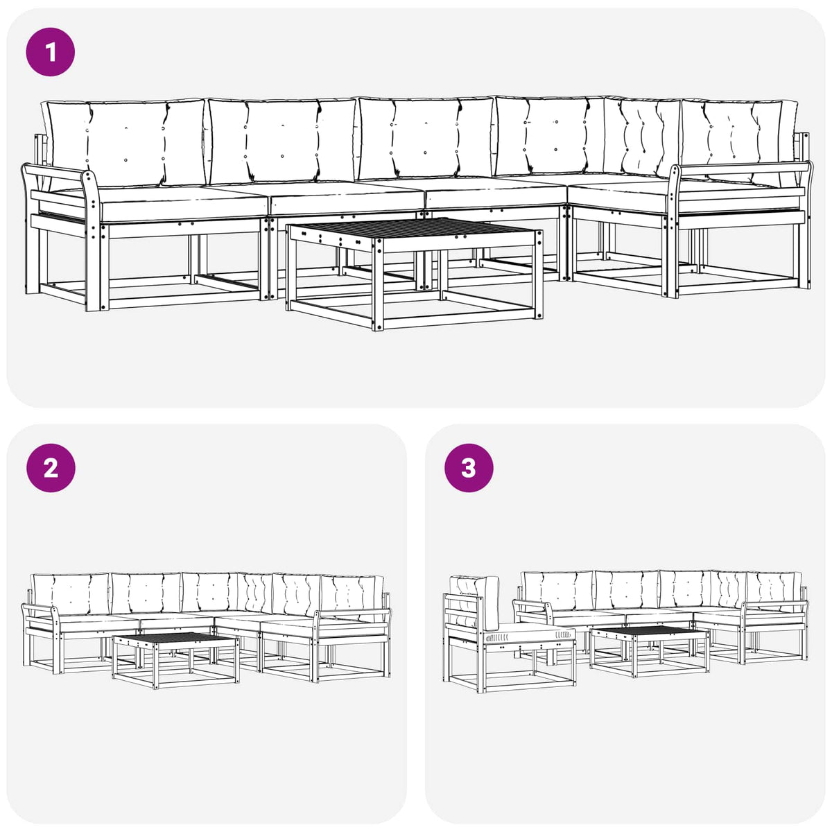Set vanjskih sofa 6 kom. Bijela i krem Poliester