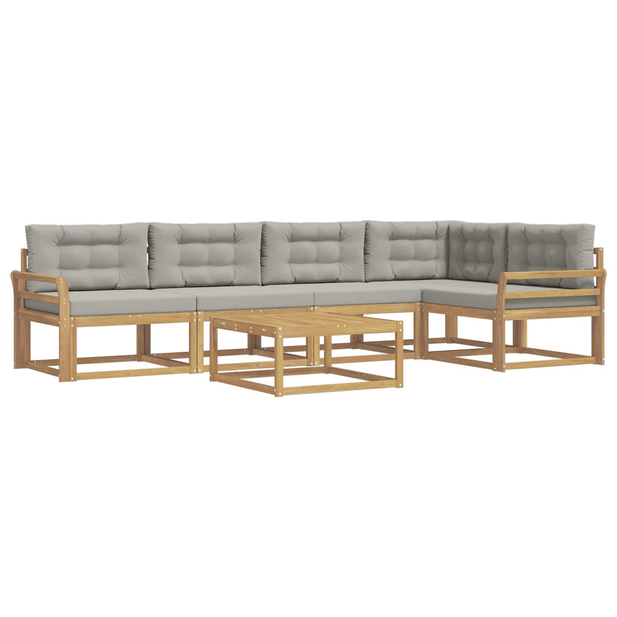 Set vanjskih sofa 6 kom. Bijela i svjetlosiva Poliester