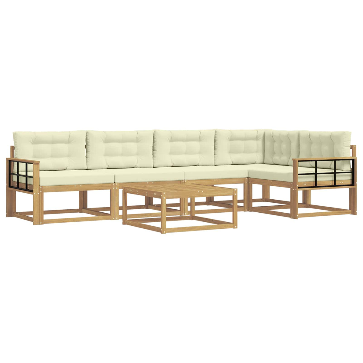 Set vanjskih sofa 6 kom. Bijela i krem Poliester