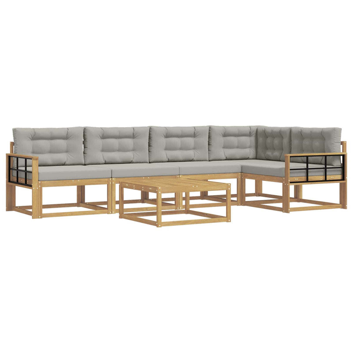 Set vanjskih sofa 6 kom. Bijela i svjetlosiva Poliester