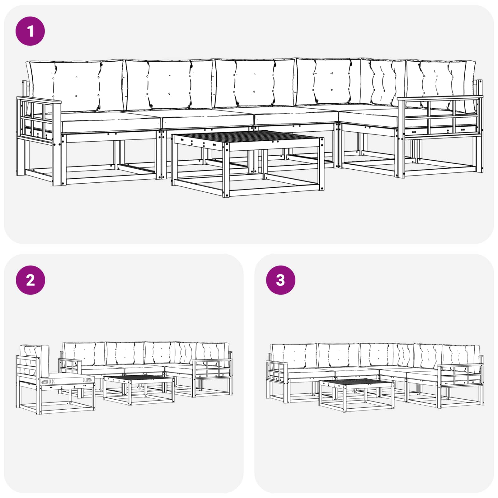 Set vanjskih sofa 6 pcs Bijela i antracit 79 x 79 x 37 cm