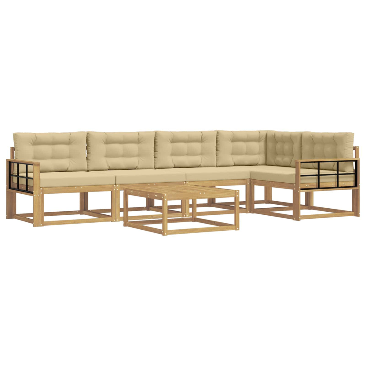 Set vanjskih sofa 6 kom. Bijela i bež Poliester