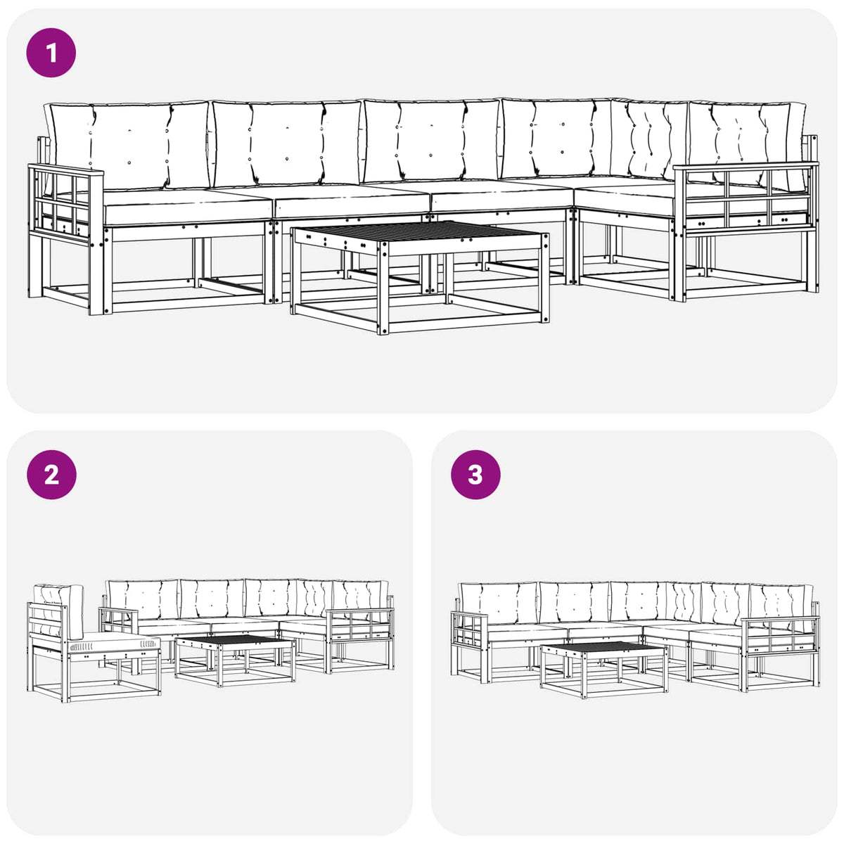 Set vanjskih sofa 6 kom. Bijela i bež Poliester