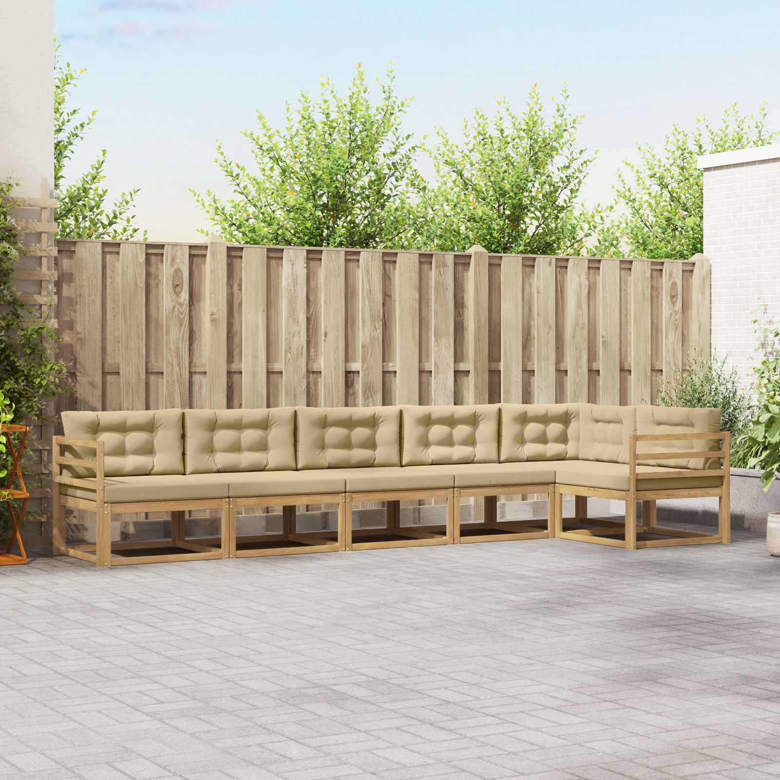 Set vanjskih sofa s jastukom 4 pcs Bijela i bež Poliester