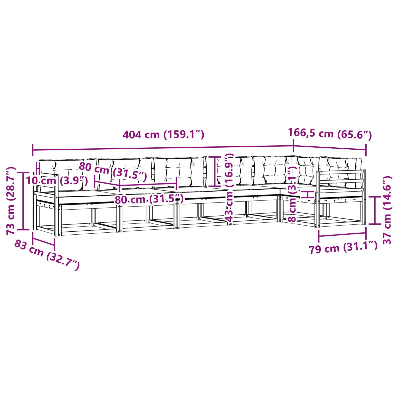 Set vanjskih sofa s jastukom 4 pcs Bijela i bež Poliester