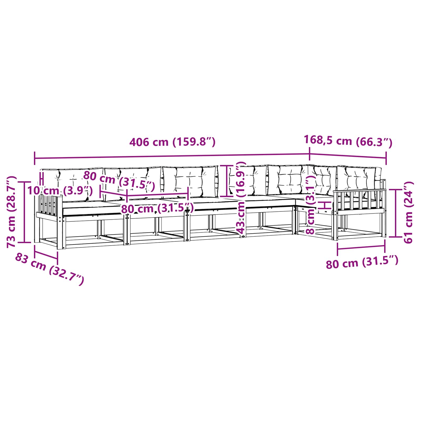 Set vanjskih sofa s jastukom 4 pcs Bijela i bež Poliester