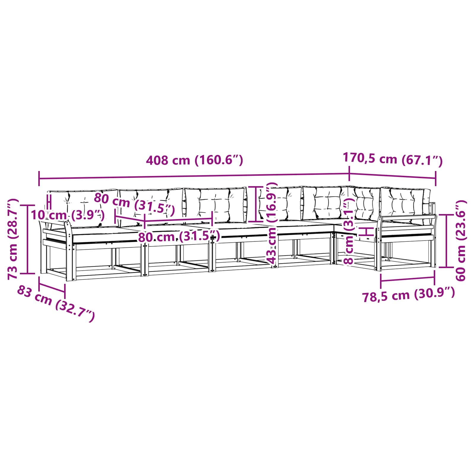 Set vanjskih sofa s jastukom 4 pcs Bijela i antracit Poliester
