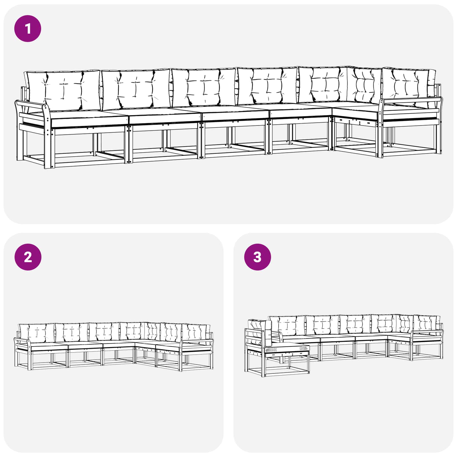 Set vanjskih sofa s jastukom 4 pcs Bijela i bež Poliester