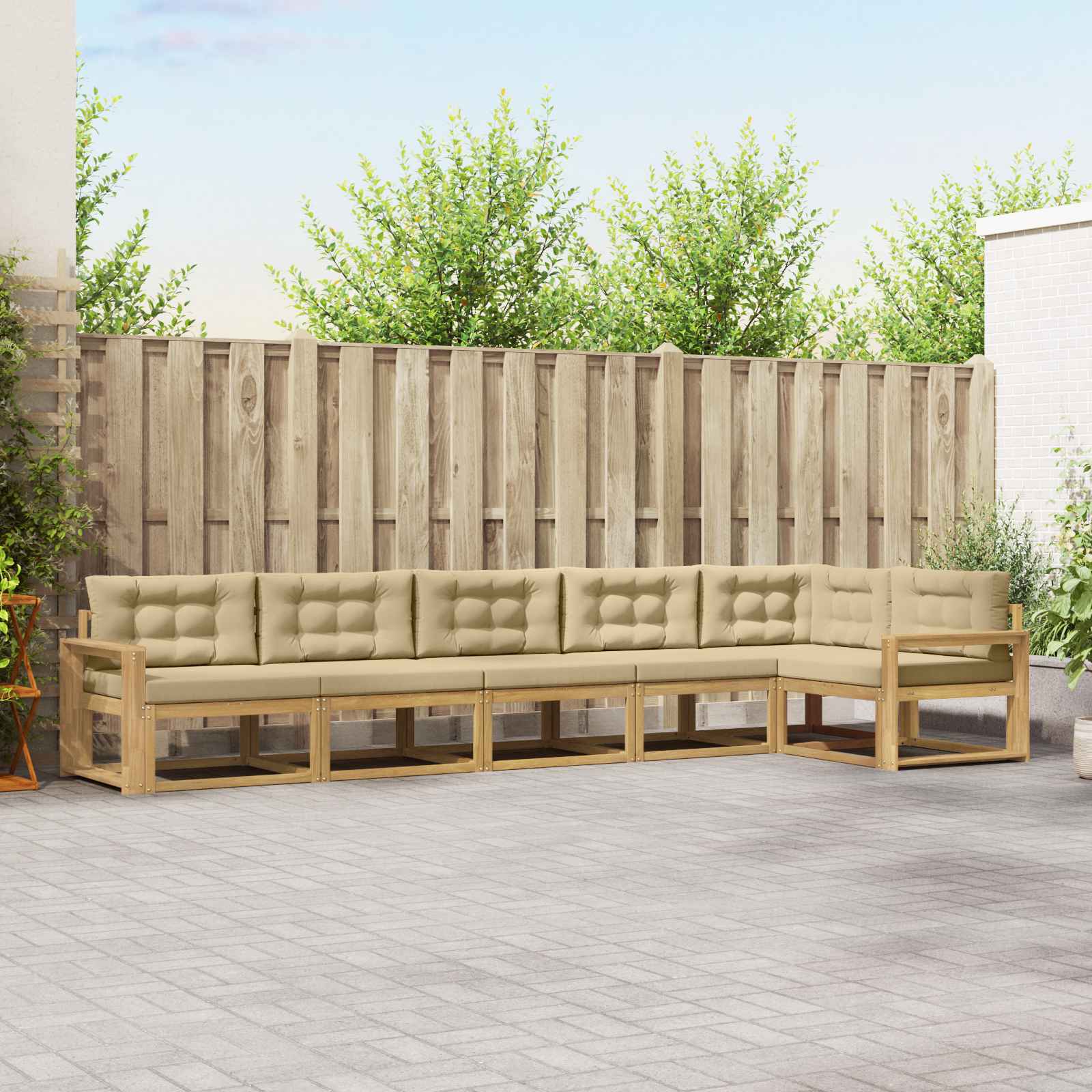 Set vanjskih sofa s jastukom 4 pcs Bijela i bež Poliester