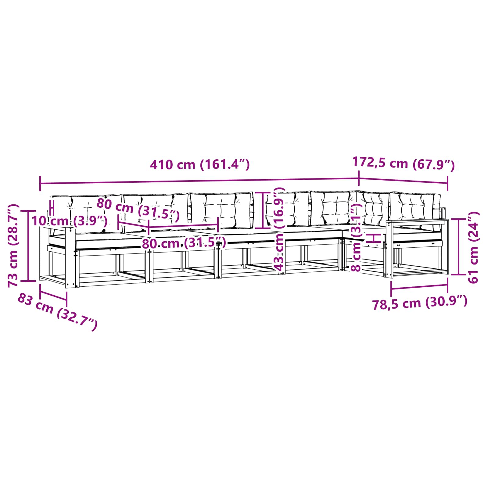 Set vanjskih sofa s jastukom 4 pcs Bijela i bež Poliester
