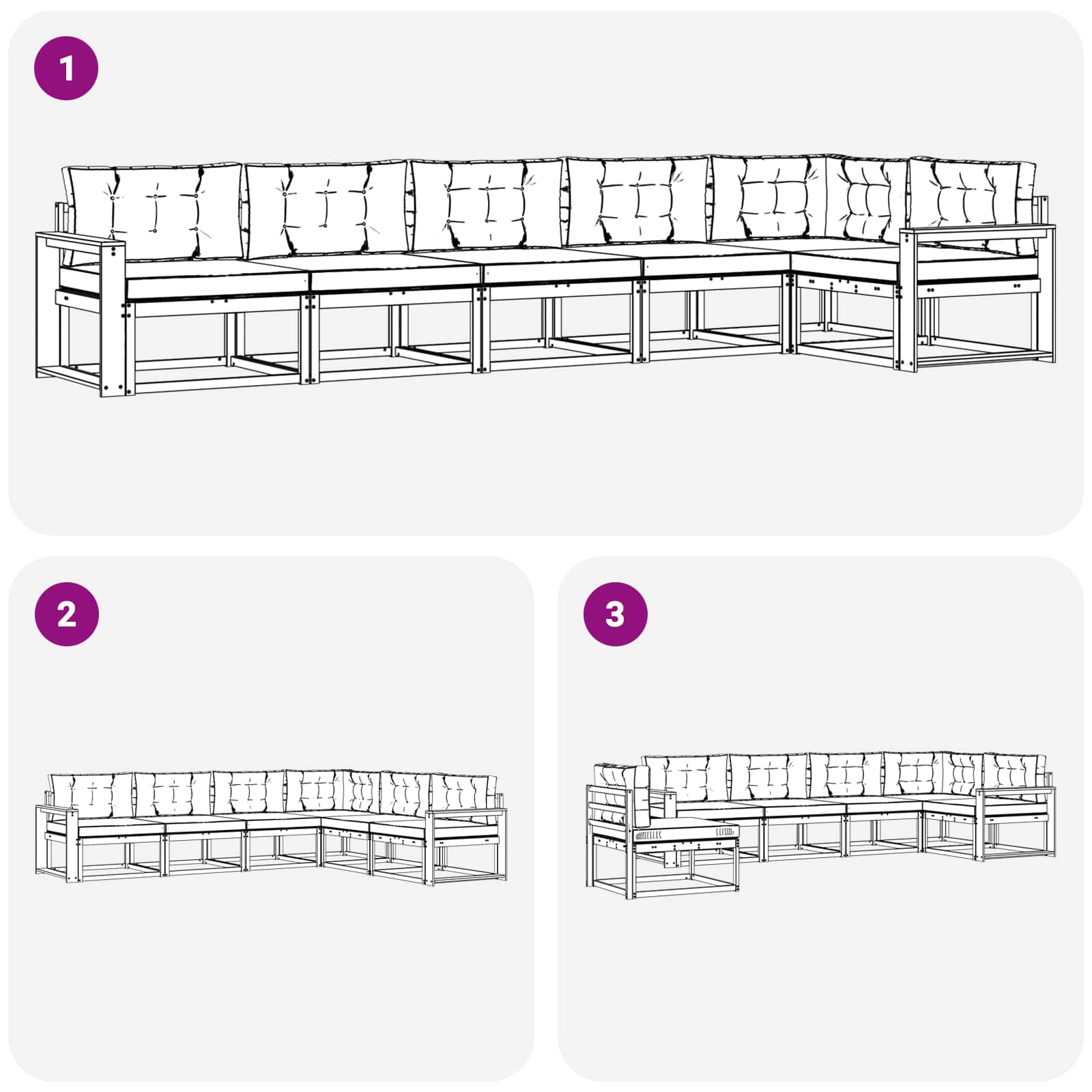 Set vanjskih sofa s jastukom 4 pcs Bijela i bež Poliester