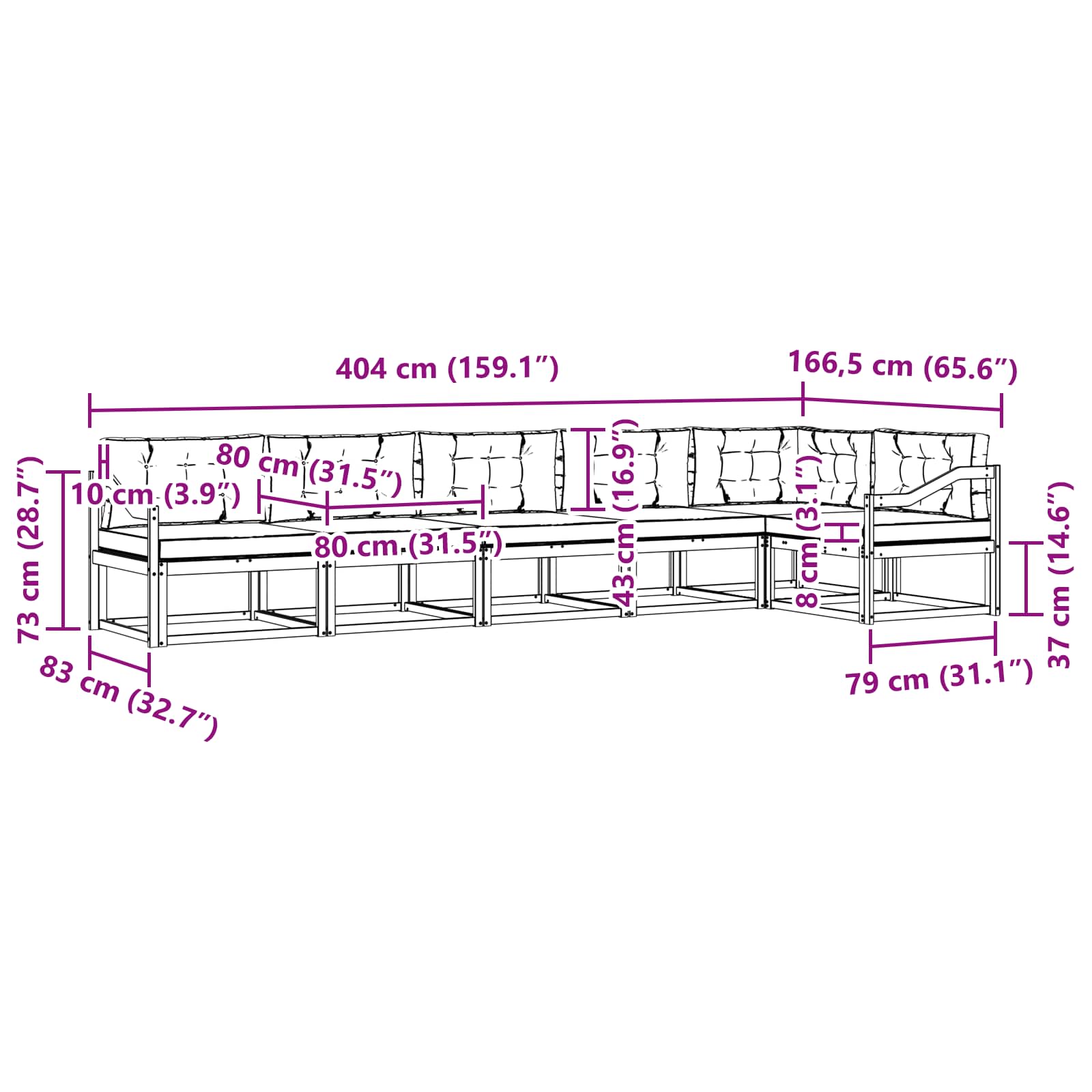 Set vanjskih sofa s jastukom 4 pcs Bijela i bež Poliester