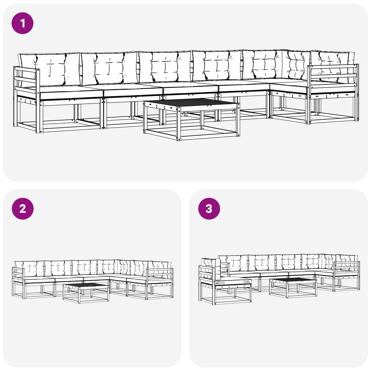 Set vanjskih sofa 7 pcs Bijela i antracit 79 x 79 x 37 cm