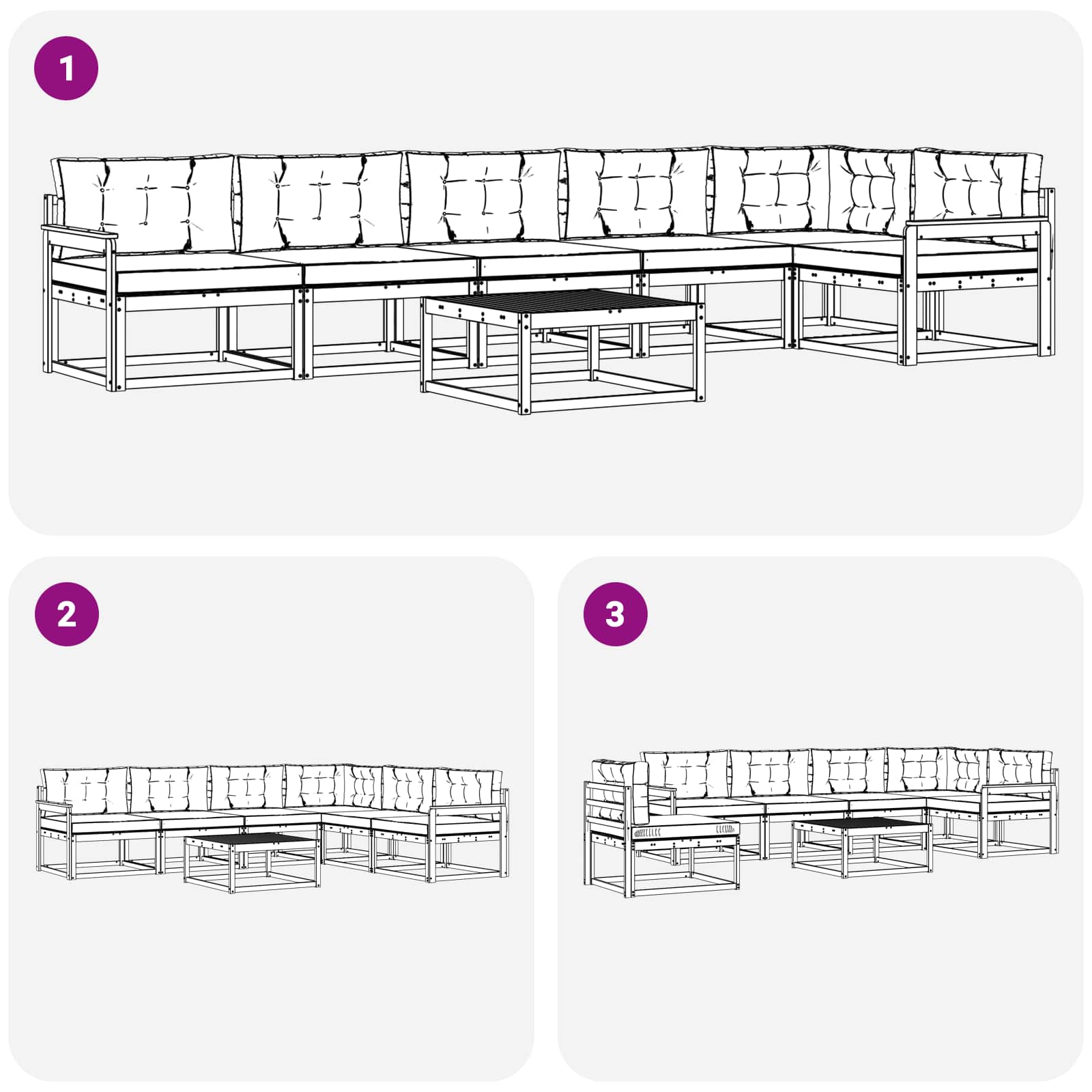 Set vanjskih sofa 7 pcs Bijela i svjetlosiva 79 x 79 x 37 cm
