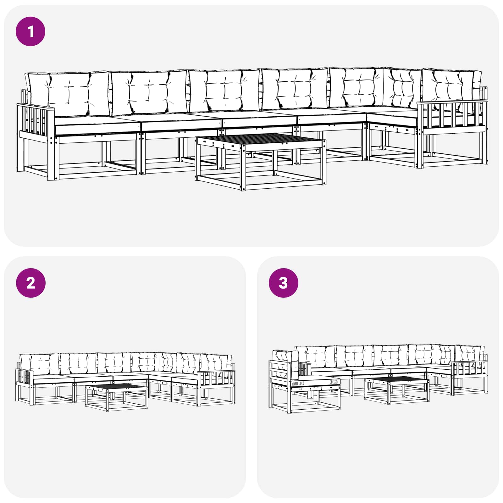 Set vanjskih sofa 7 pcs Bijela i svjetlosiva 79 x 79 x 37 cm