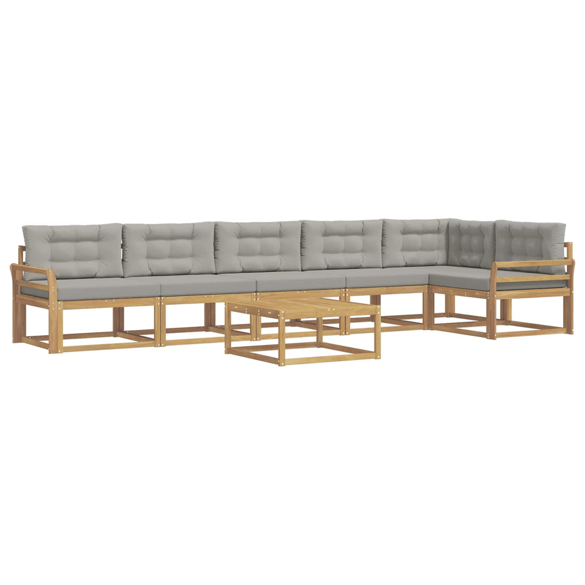 Set vanjskih sofa 7 kom. Bijela i svjetlosiva Poliester