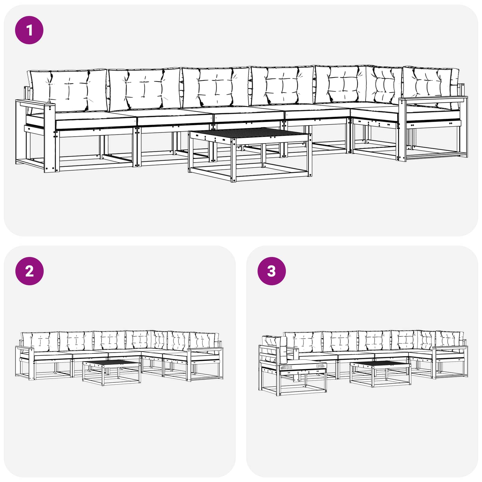 Set vanjskih sofa 7 pcs Bijela i antracit 79 x 79 x 37 cm