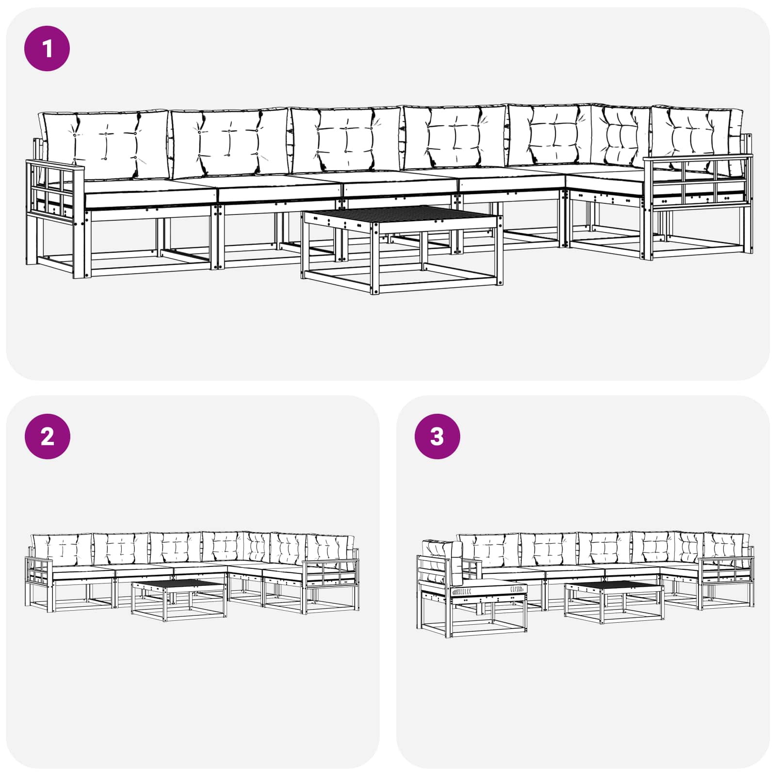 Set vanjskih sofa 7 pcs Bijela i antracit 79 x 79 x 37 cm