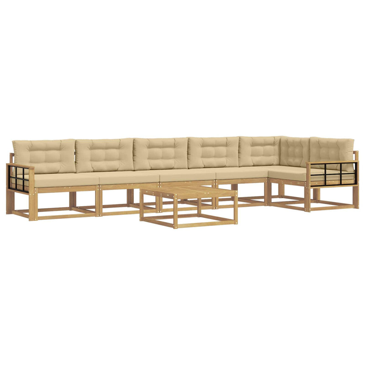 Set vanjskih sofa 7 kom. Bijela i bež Poliester