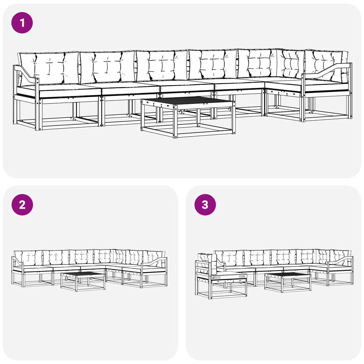 Set vanjskih sofa 7 pcs Bijela i antracit 79 x 79 x 37 cm