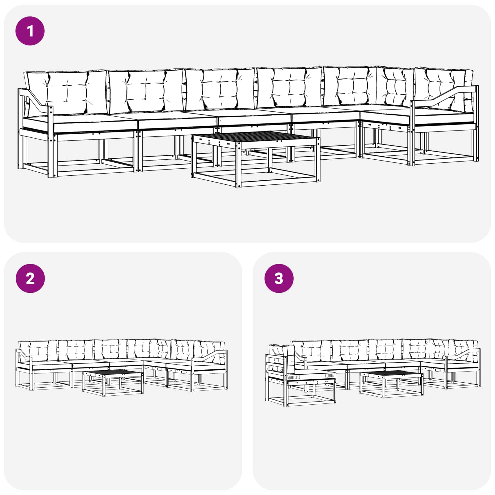 Set vanjskih sofa 7 pcs Bijela i antracit 79 x 79 x 37 cm