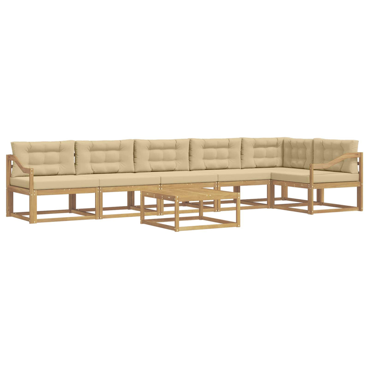 Set vanjskih sofa 7 kom. Bijela i bež Poliester