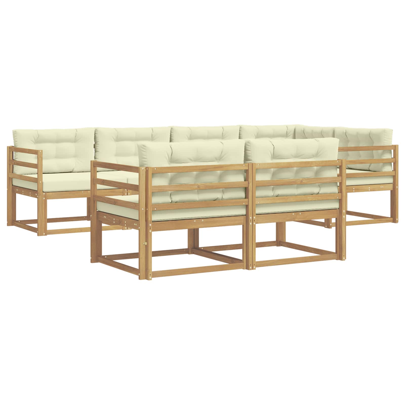 Set vanjskih sofa s jastukom 6 pcs Bijela i krem Poliester
