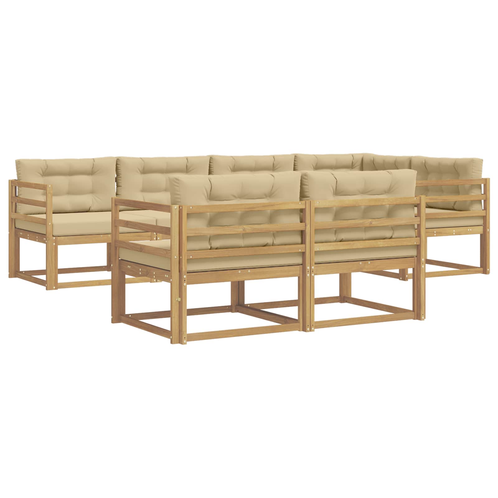 Set vanjskih sofa s jastukom 6 pcs Bijela i bež Poliester
