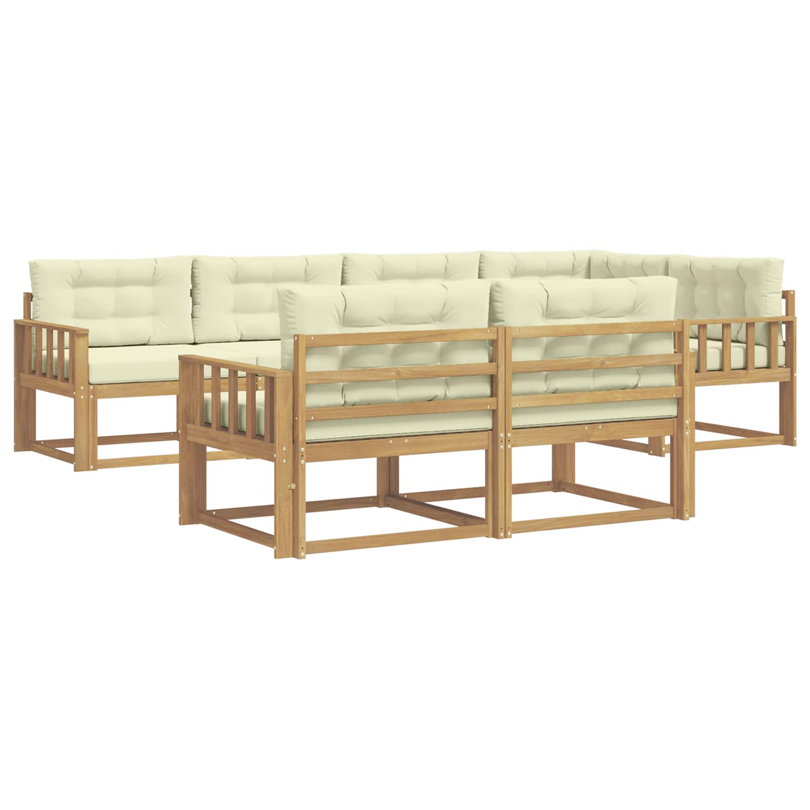 Set vanjskih sofa s jastukom 6 pcs Bijela i krem Poliester