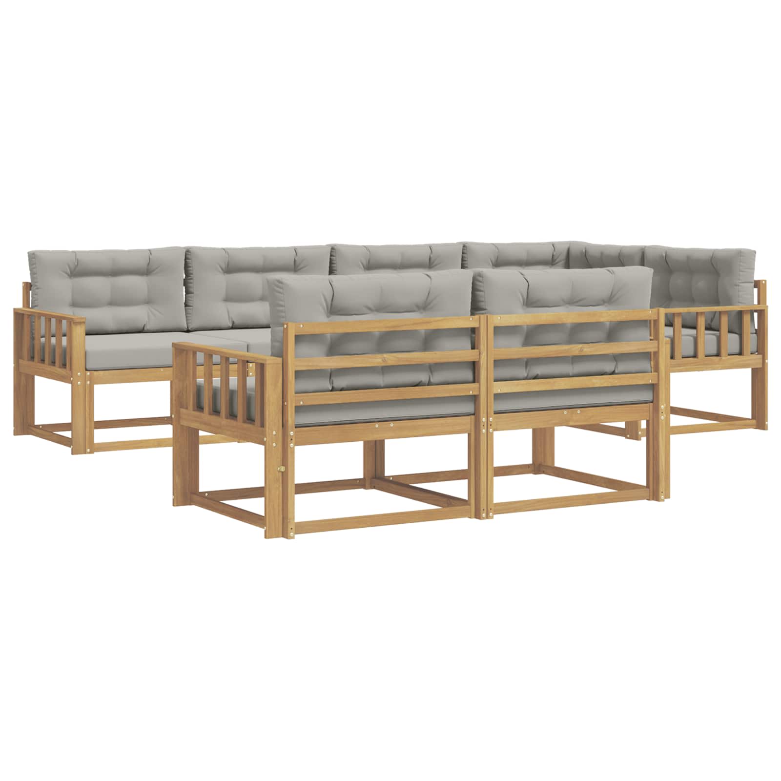 Set vanjskih sofa 6 pcs Bijela i svjetlosiva Poliester